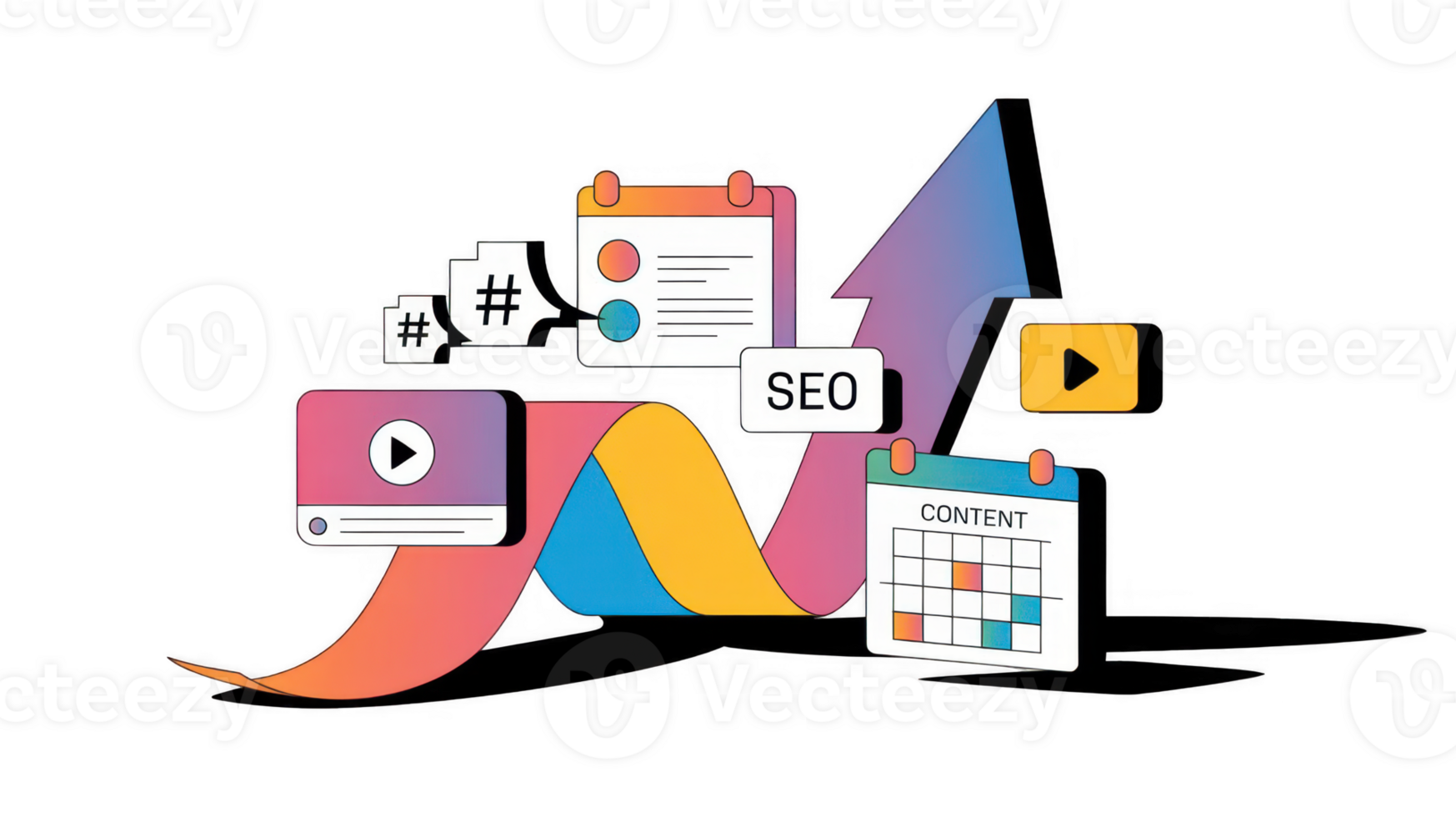 Content scheduling, seo and marketing increasing online traffic png