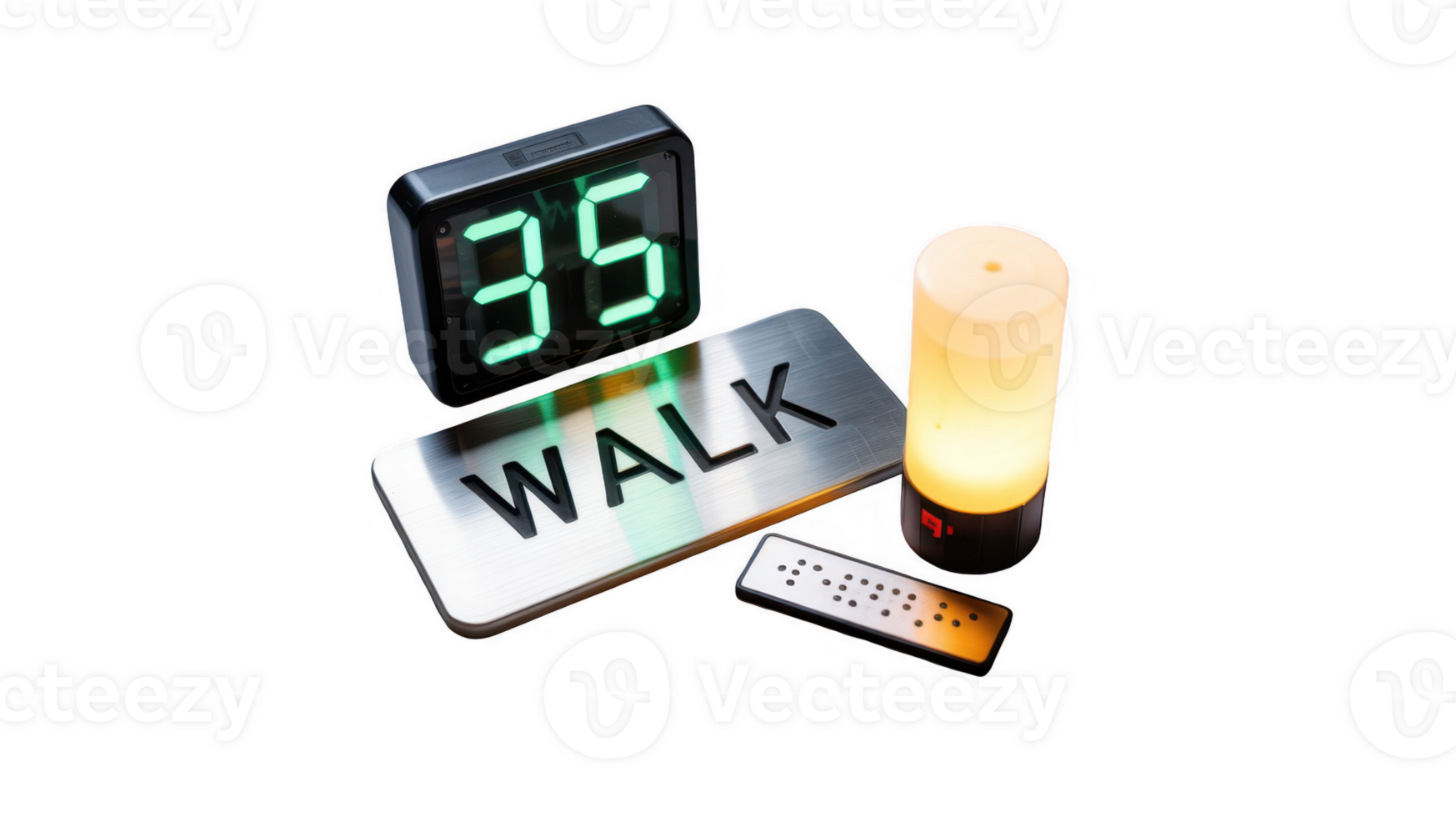 Pedestrian countdown timer showing walk signal with transparent background png