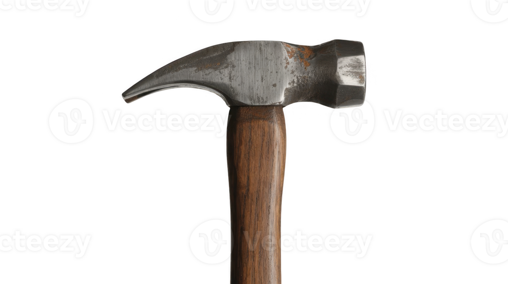 Claw hammer with wooden handle on transparent background png