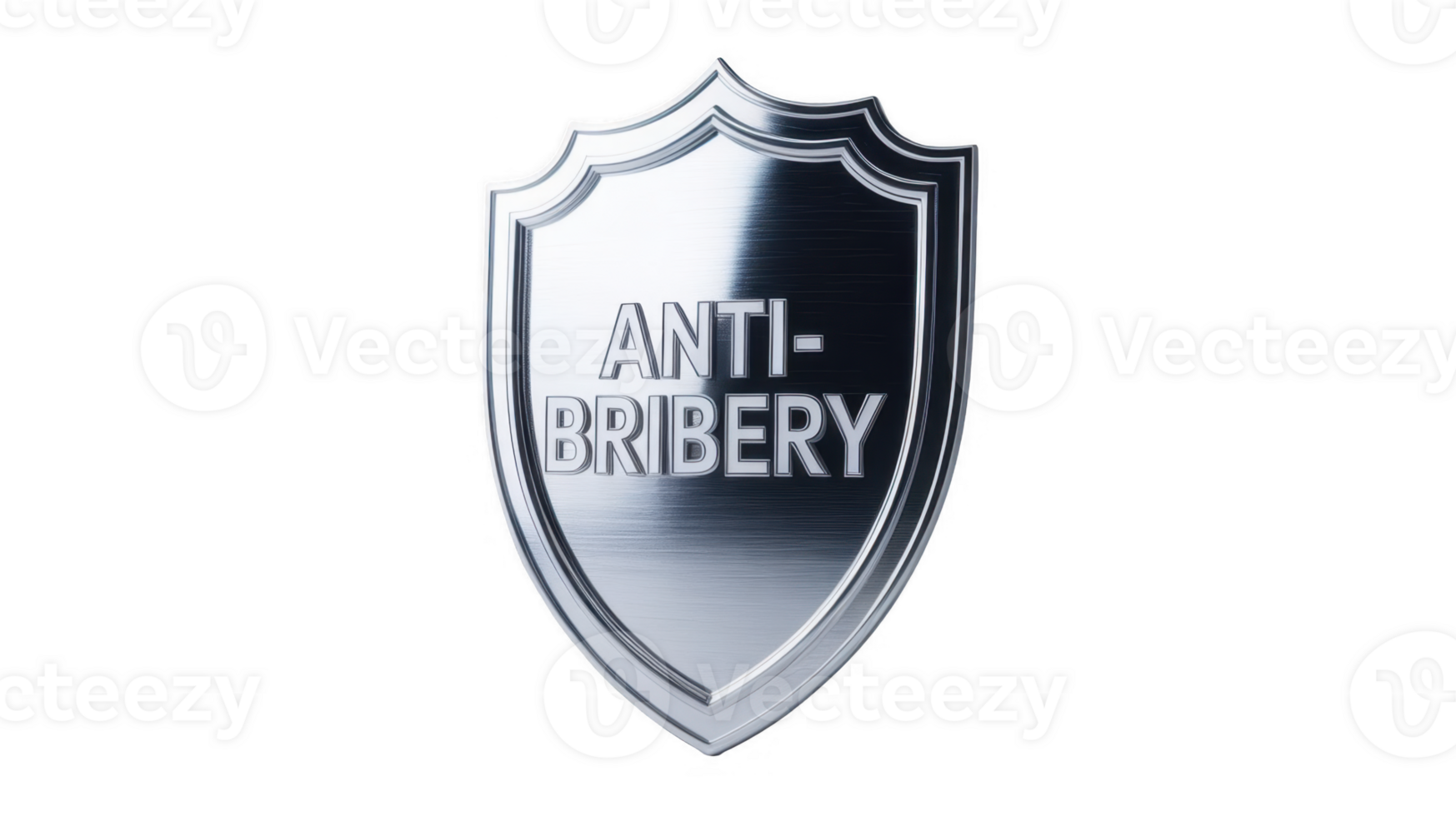 Silver anti bribery shield protecting against corruption on transparent background png