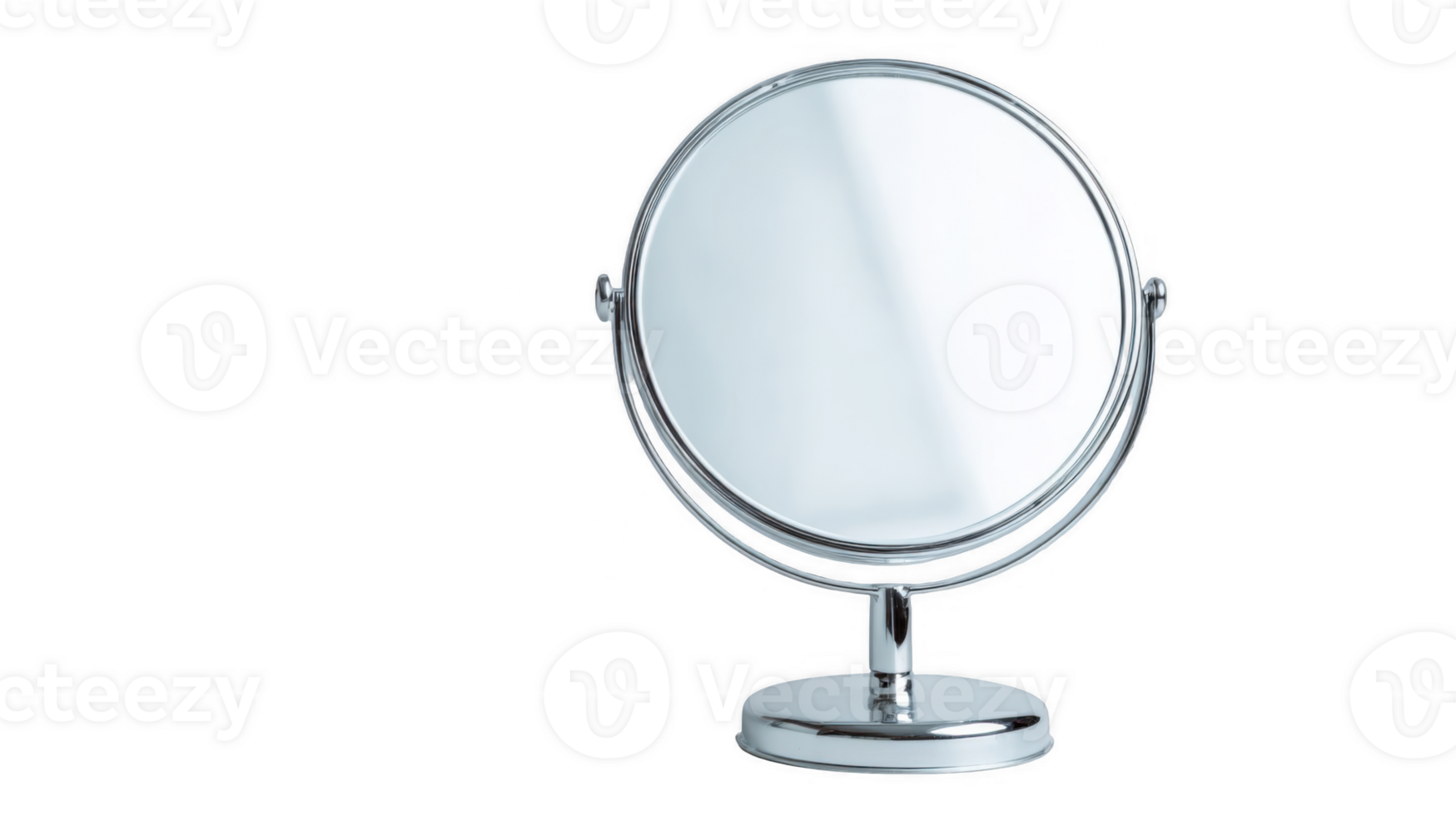 Round chrome mirror reflecting light on transparent background png