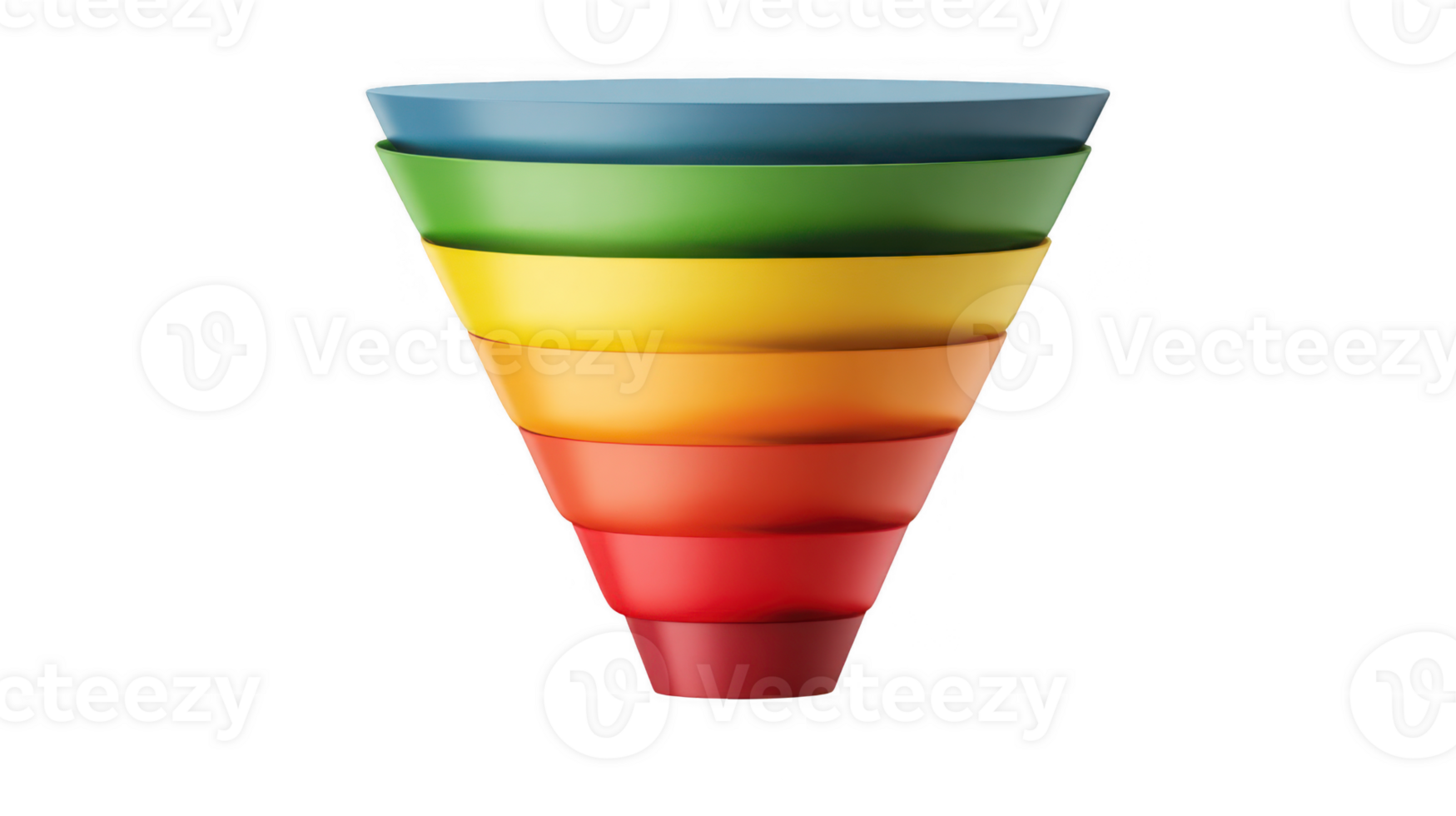 Colorful sales funnel representing customer journey with transparent background png