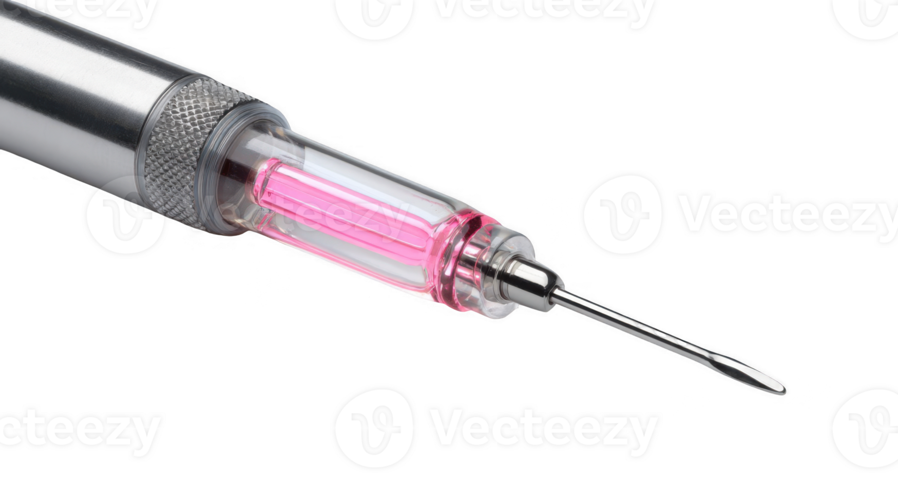 Cautery tool filled with pink liquid on transparent background png