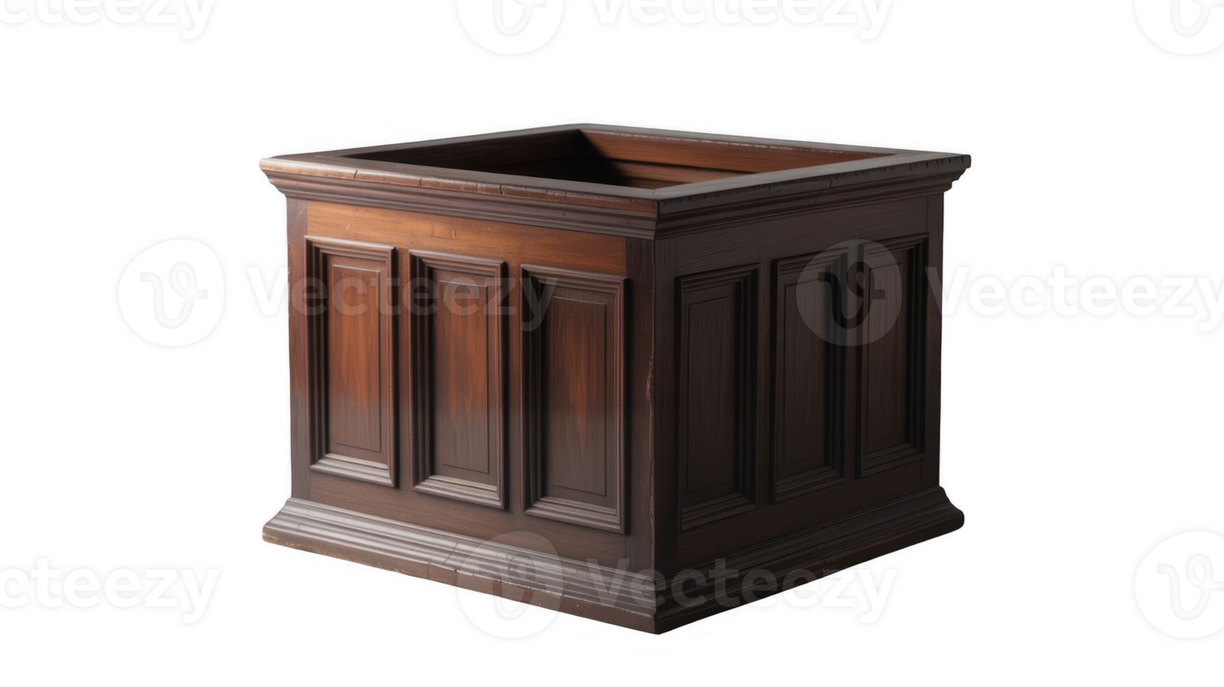 Large empty wooden container with transparent background png