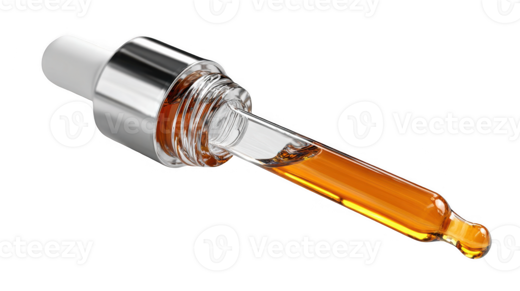 Plant based serum dripping from a dropper bottle on transparent background png