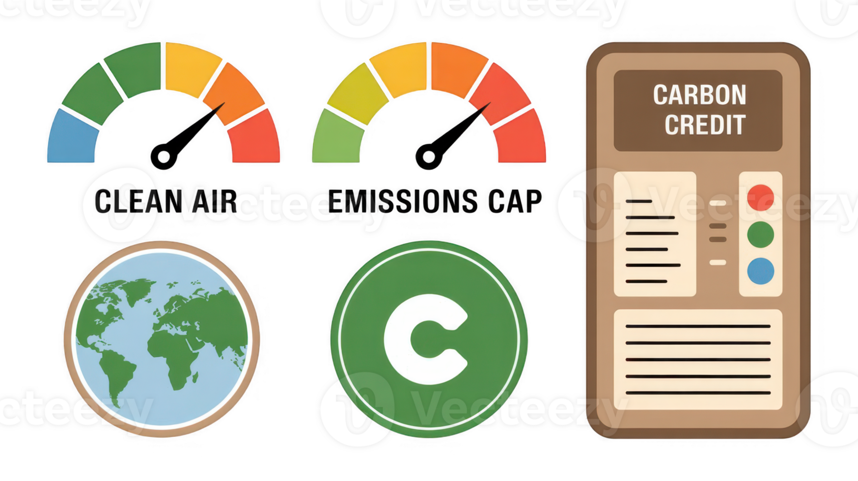 Carbon credit trading reducing emissions and promoting clean air png