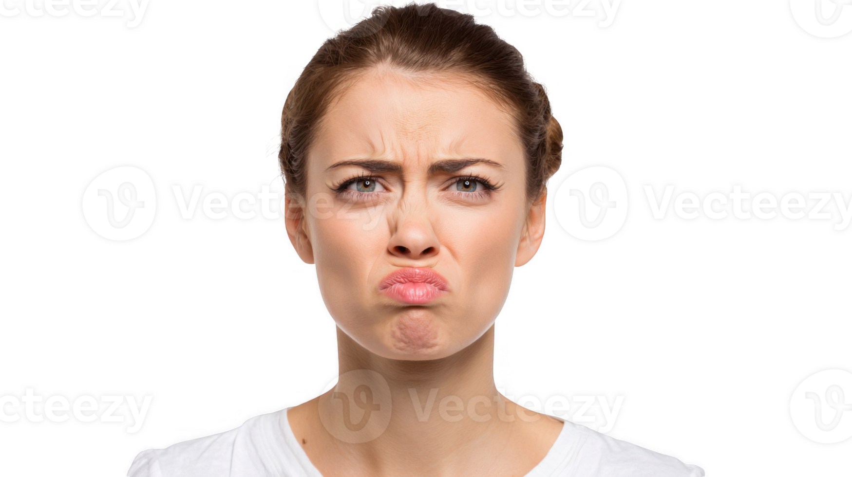 Woman expressing disgust with transparent background png