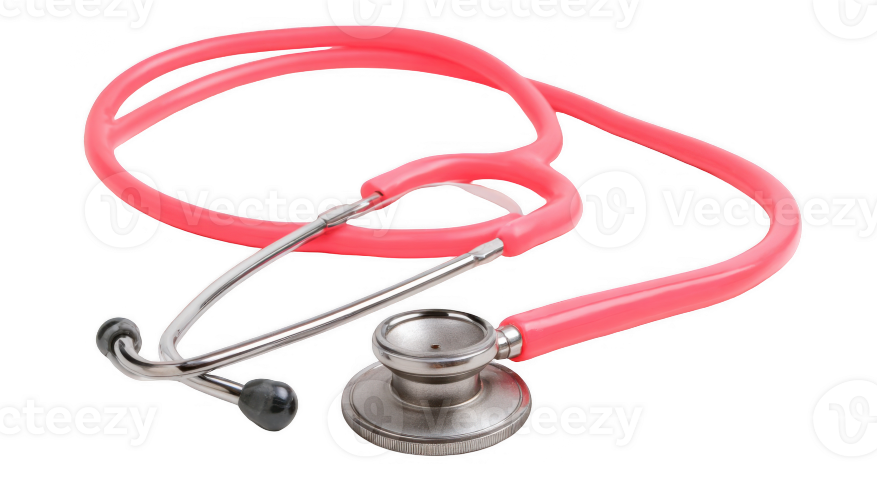 Pink stethoscope resting on transparent background for healthcare needs png