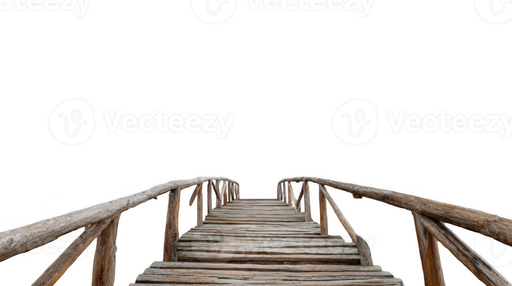 Wooden bridge leading to nowhere on transparent background png