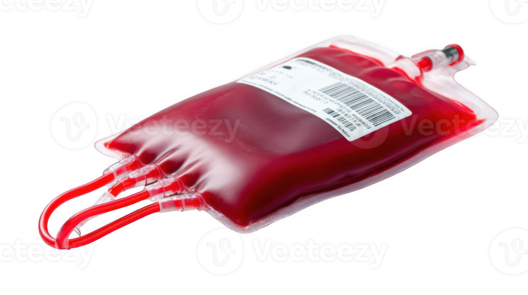 Blood bag filled with red blood cells on transparent background png