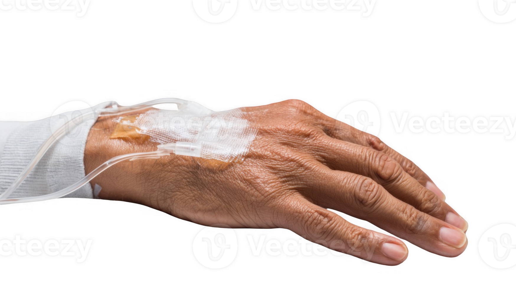 Patient receiving intravenous therapy with transparent background png