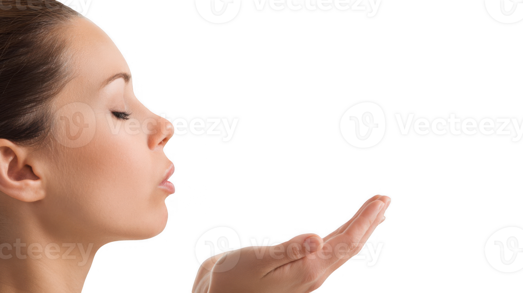 Woman holding steam from inhalation treatment on transparent background png