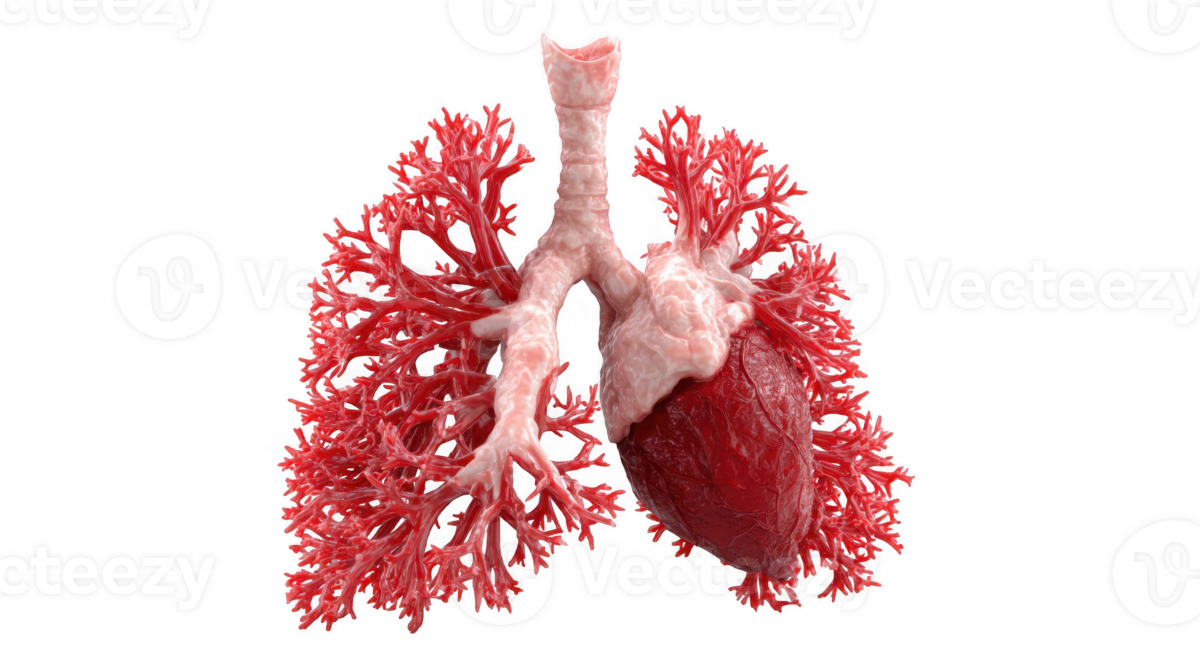 Heart and lungs showing pulmonary embolism on transparent background png
