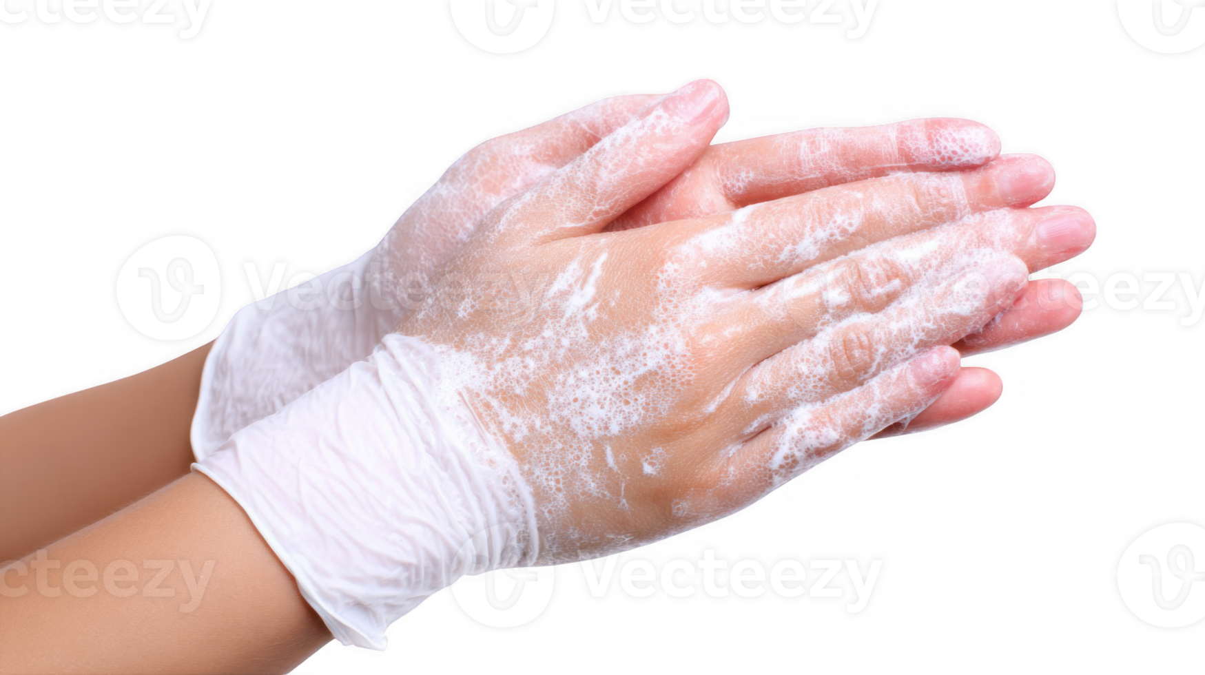 Doctor washing hands with soap on transparent background png