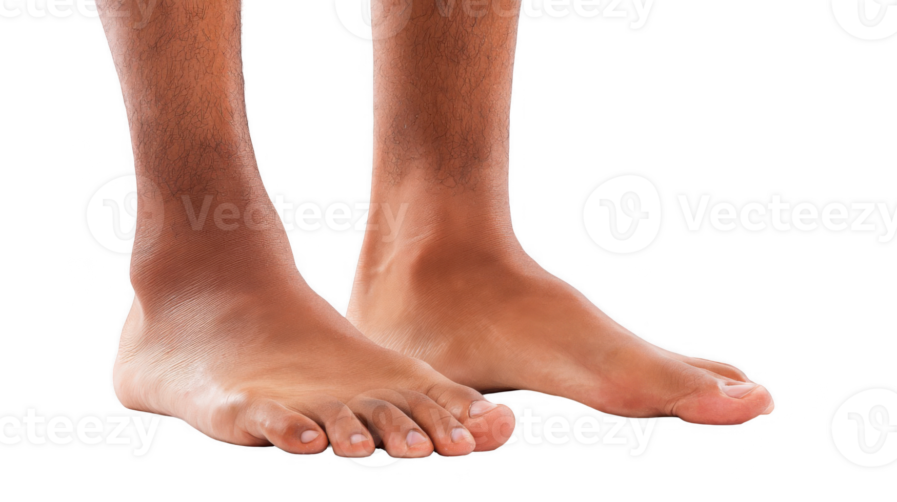 Close up of bare feet standing on transparent background png