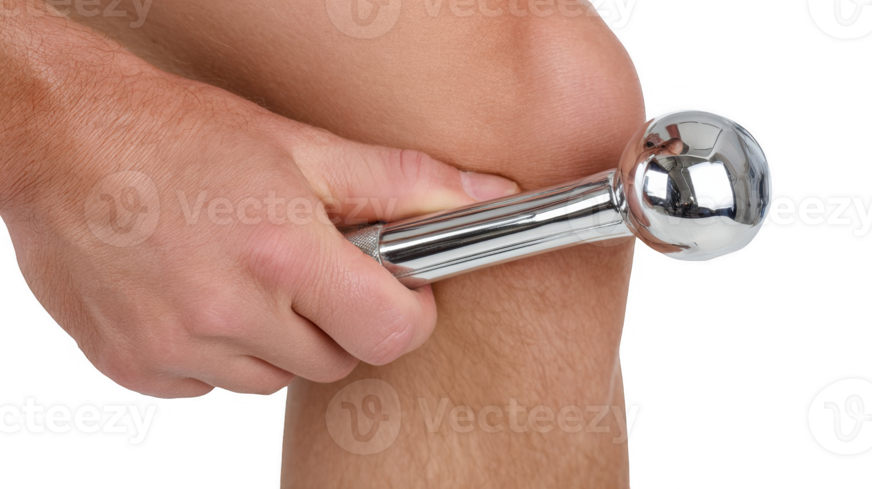 Doctor checking patient knee reflex with reflex hammer on transparent background png