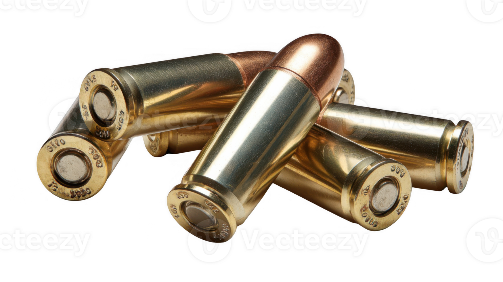 Shell casings glimmering in muted sunlight on transparent background png