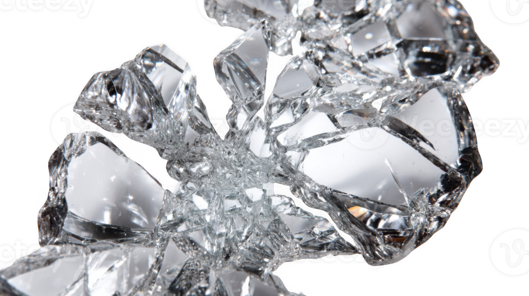 Shattered glass shards glimmering on transparent background png