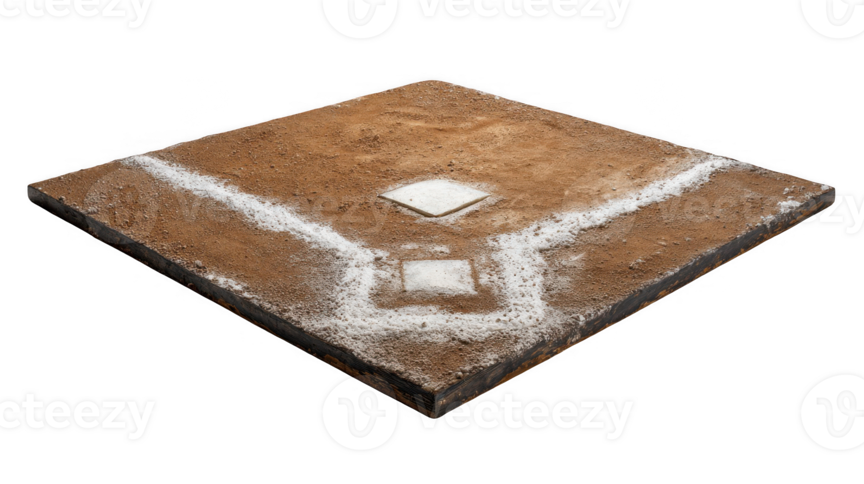 Baseball home plate showing chalk lines on transparent background png