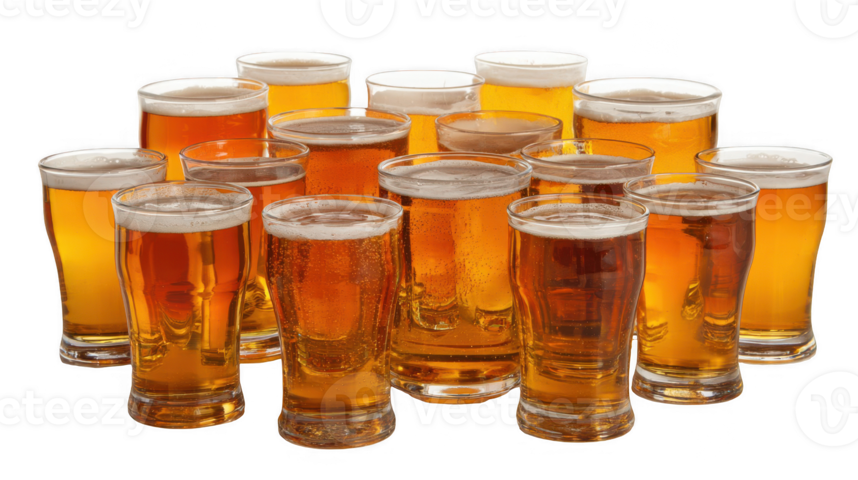 Refreshing pints of beer forming a cheerful toast on transparent background png