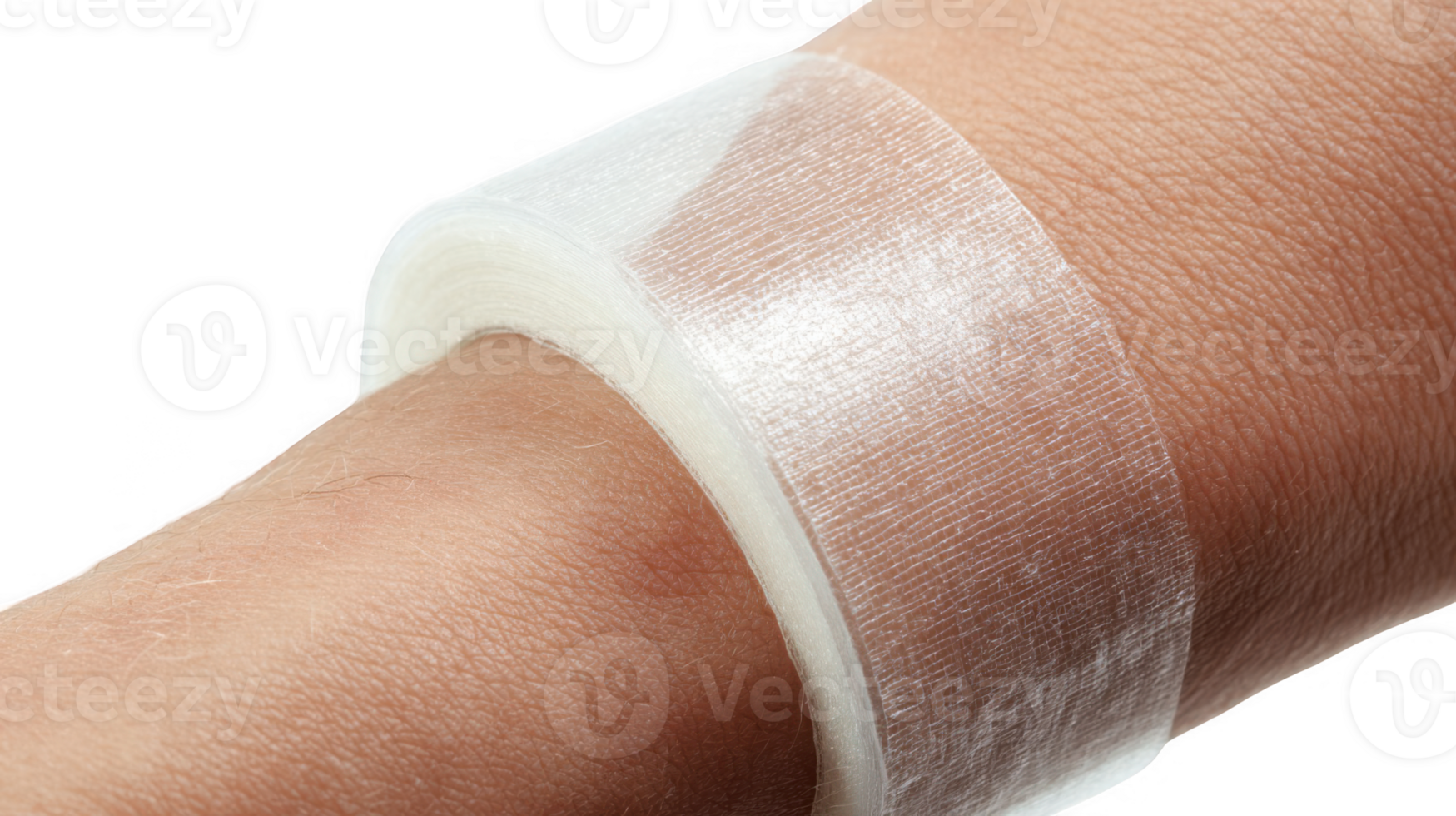 Doctor applying clear adhesive bandage to patient's arm on transparent background png