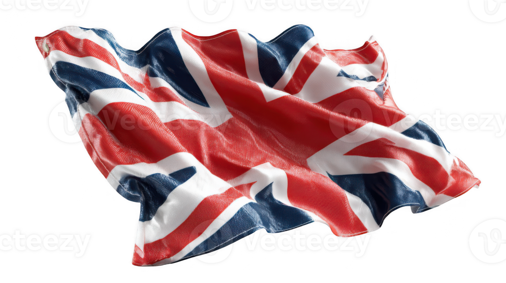 United kingdom flag fluttering on transparent background, realistic 3d rendering png
