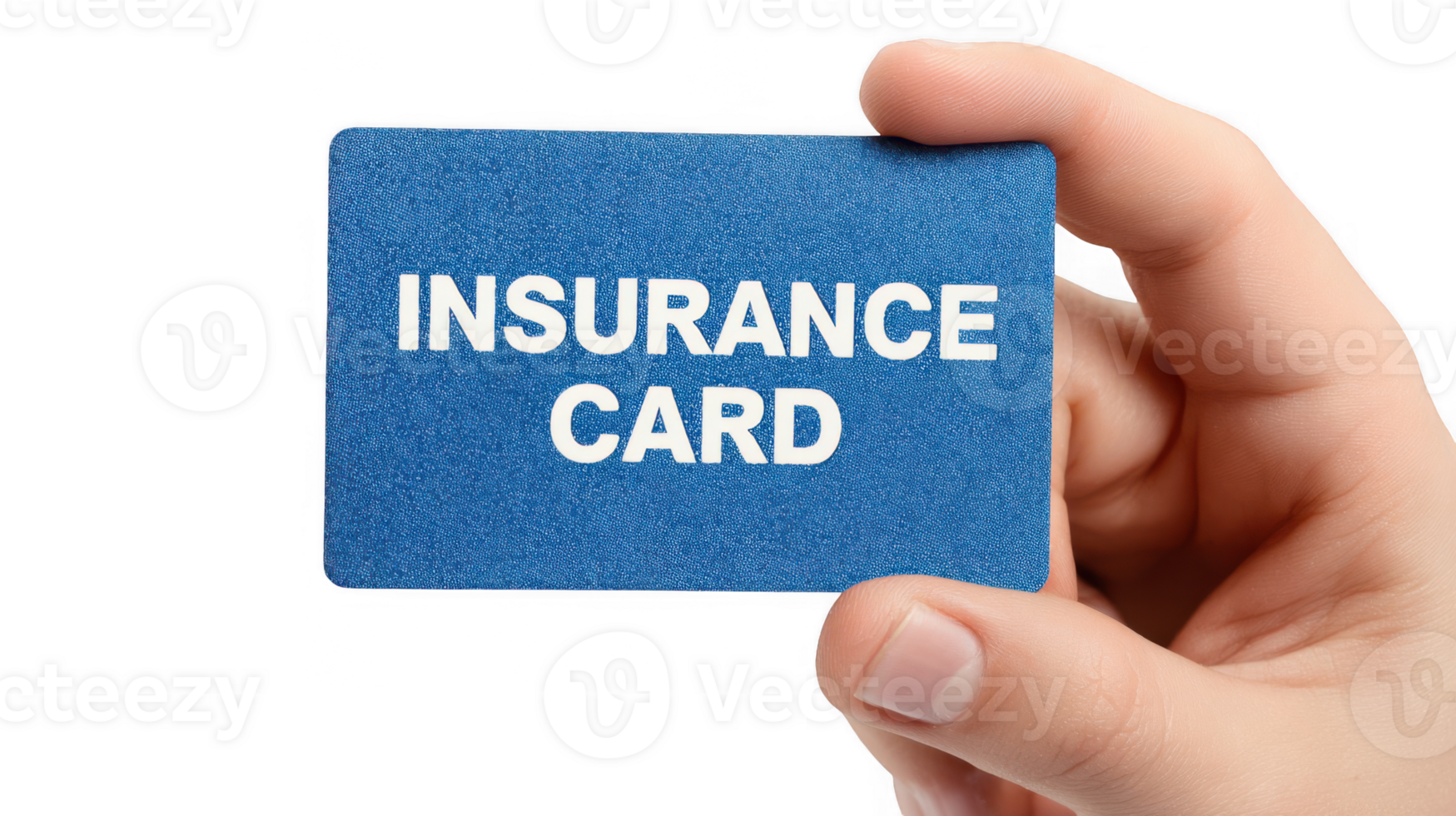 Hand holding insurance card with transparent background png