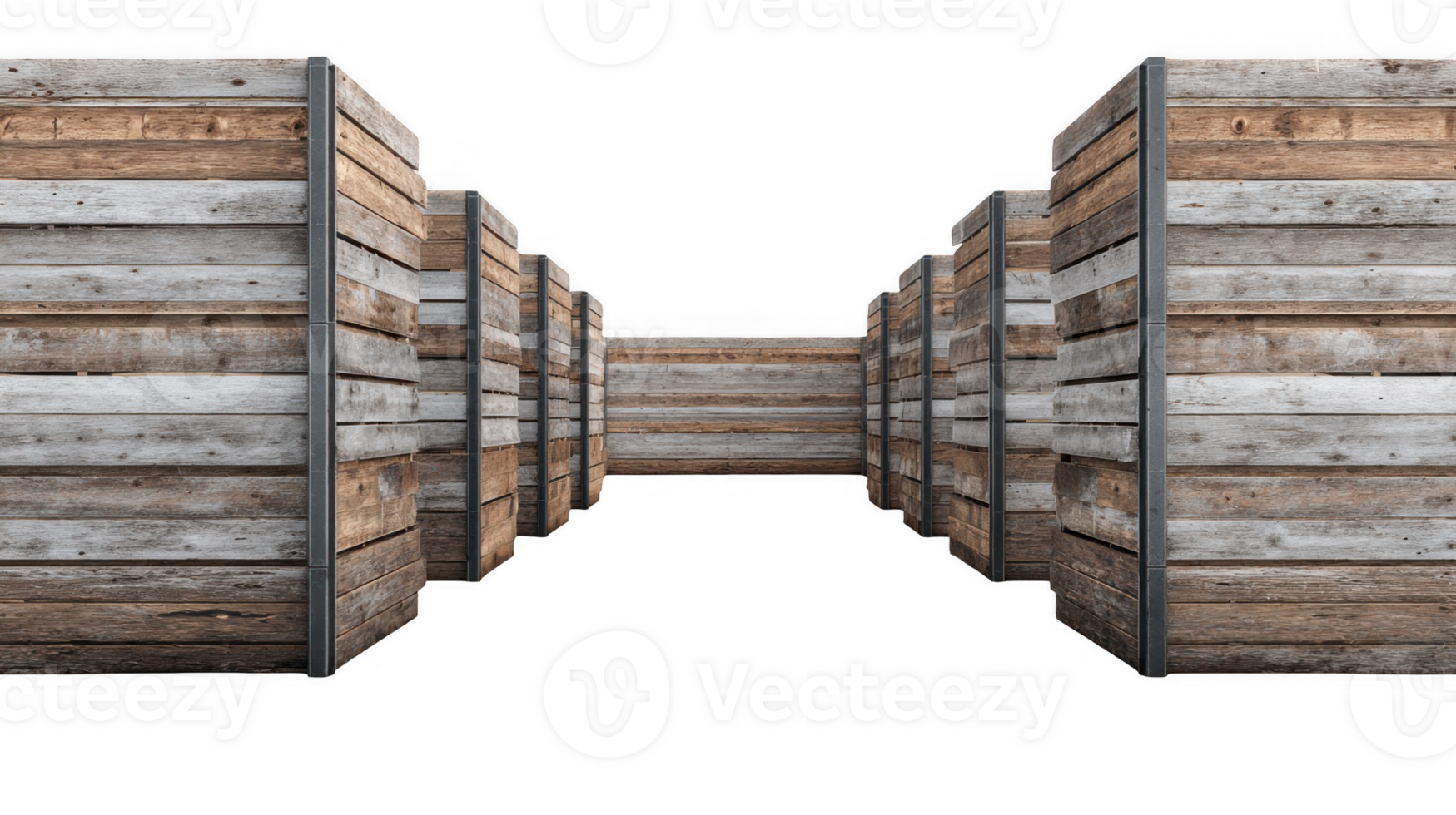 Wooden panels enclosing vast empty space with transparent background png