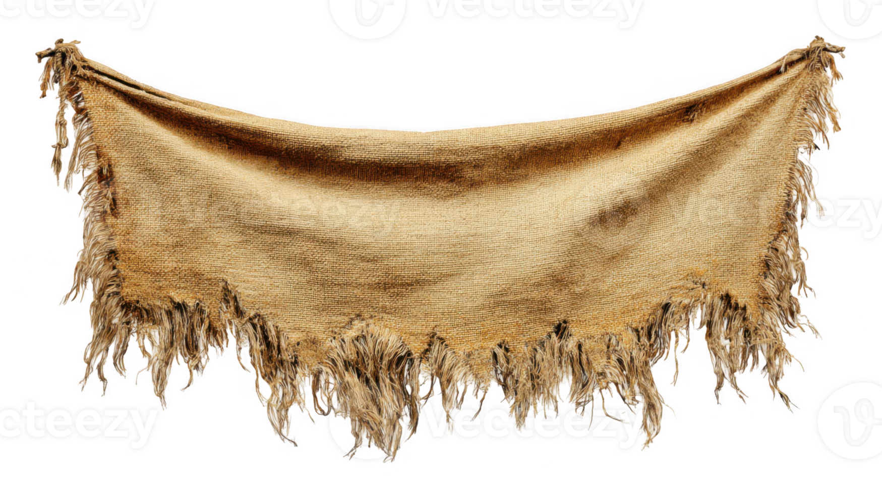 Frayed banner rustling in harsh gusts on transparent background png