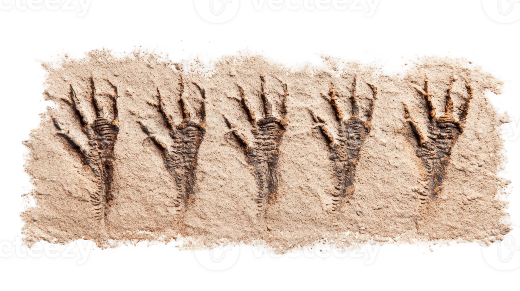 Chicken footprints imprinted in soft earth on transparent background png