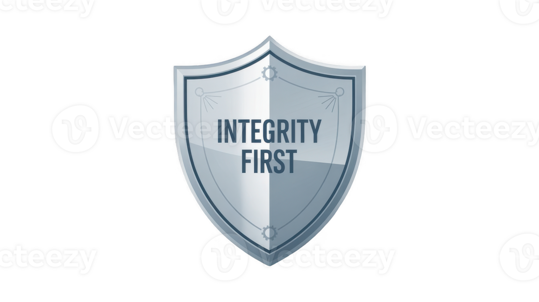 Silver integrity first shield protecting values on transparent background png