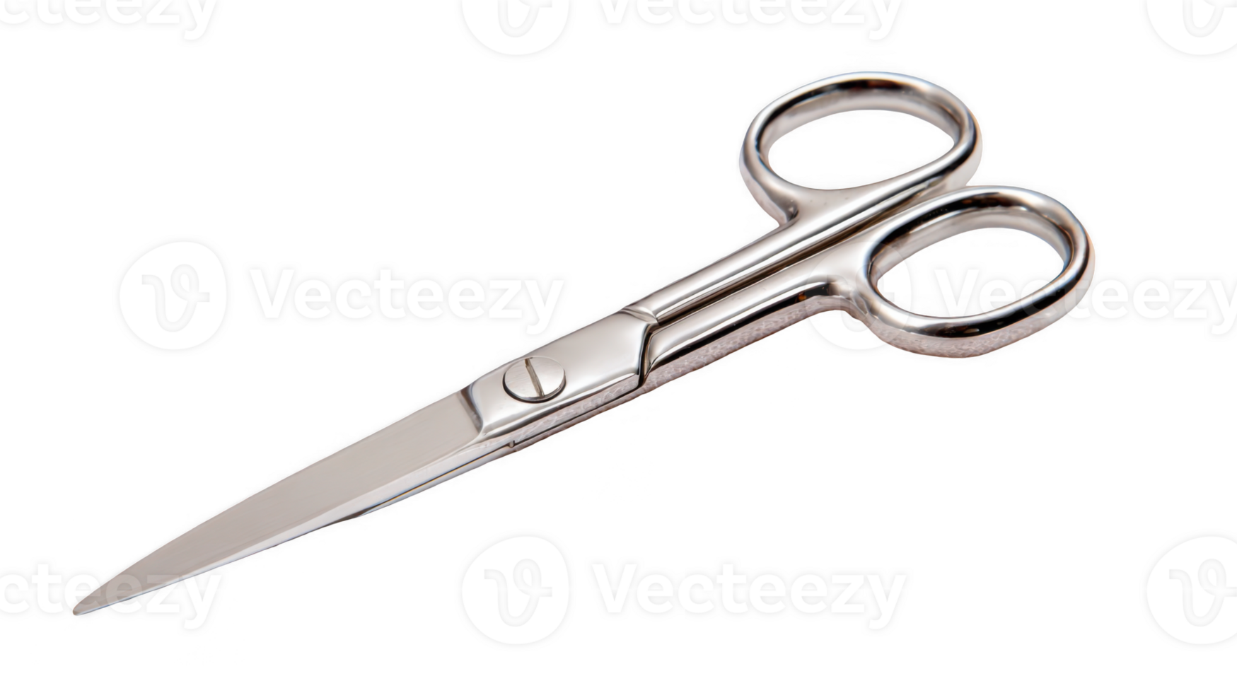 Sharp stainless steel scissors lying on transparent background png