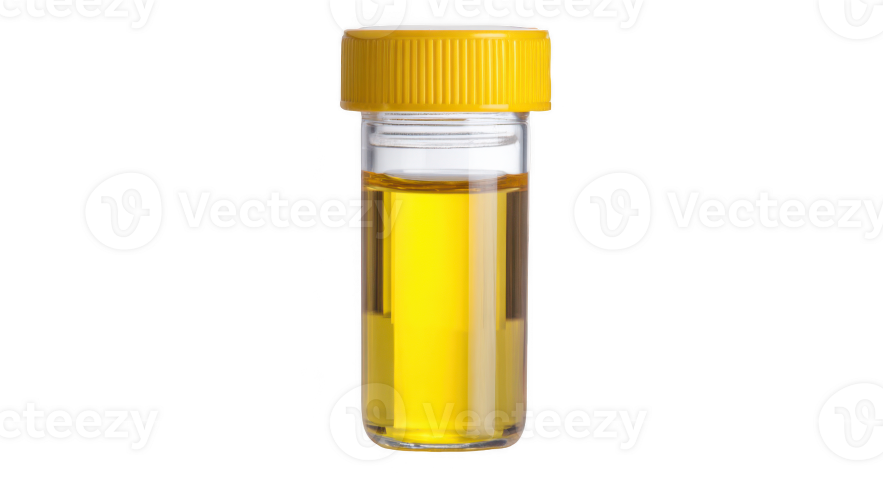 Urine sample in a test tube with yellow cap on transparent background png