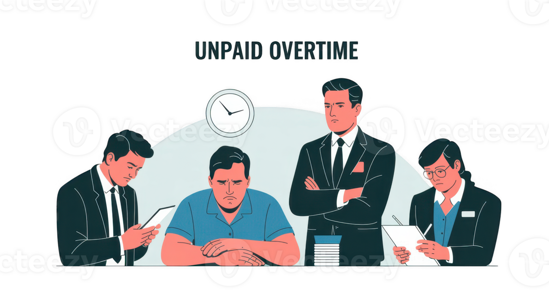 Unpaid overtime causing stress and frustration for employees png