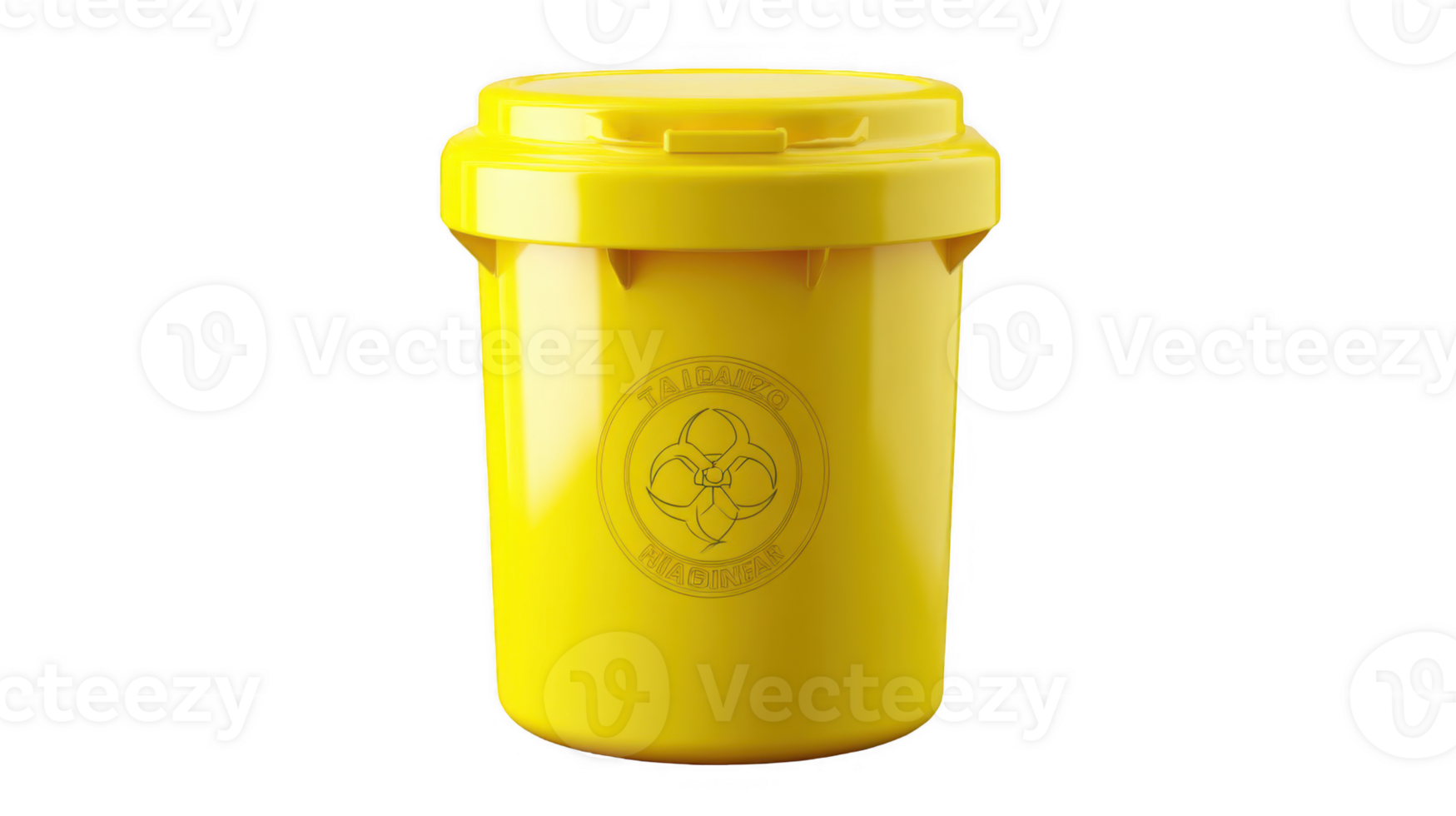 Yellow biohazard medical waste container on transparent background png