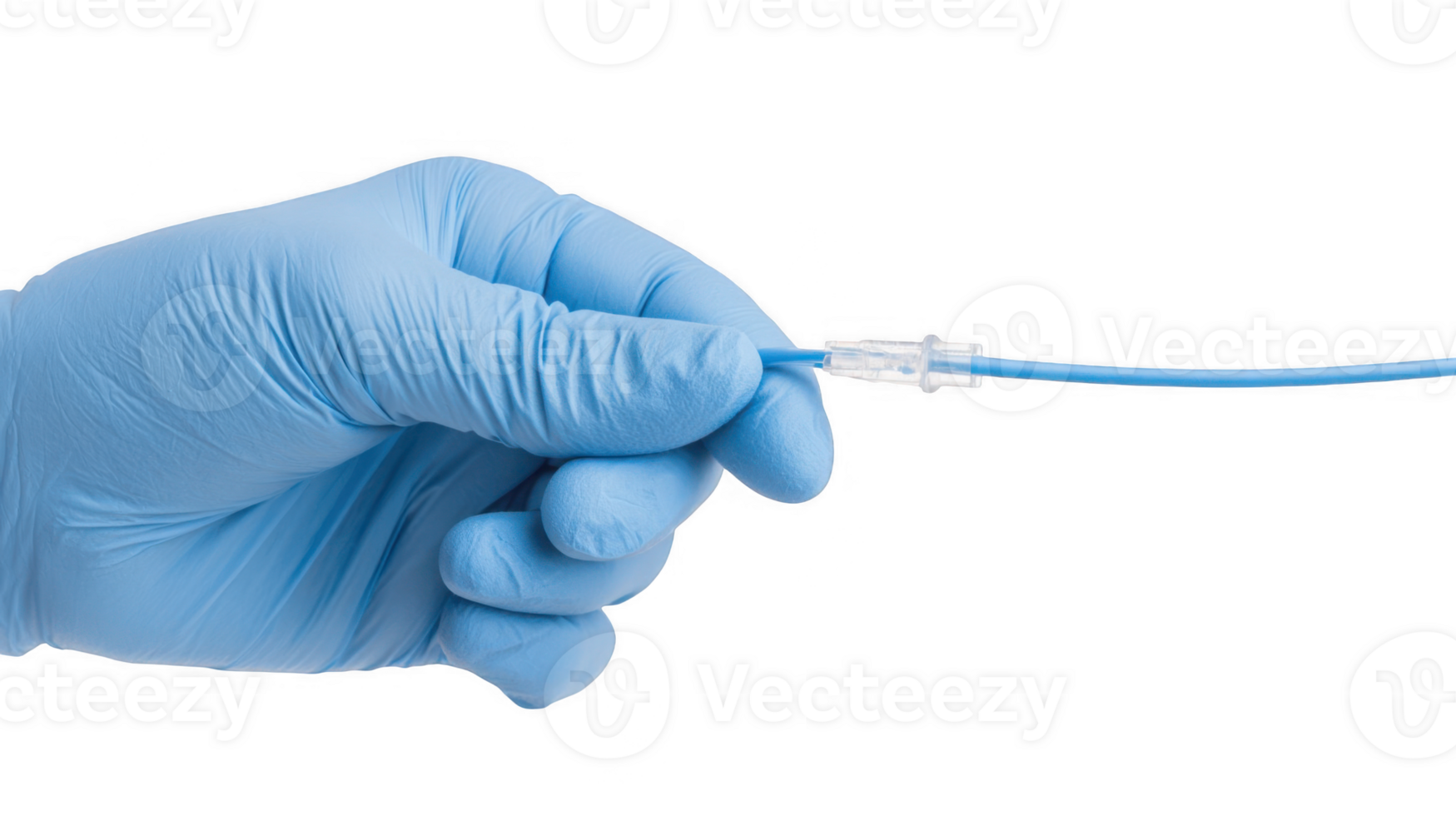 Doctor hand holding medical catheter on transparent background png