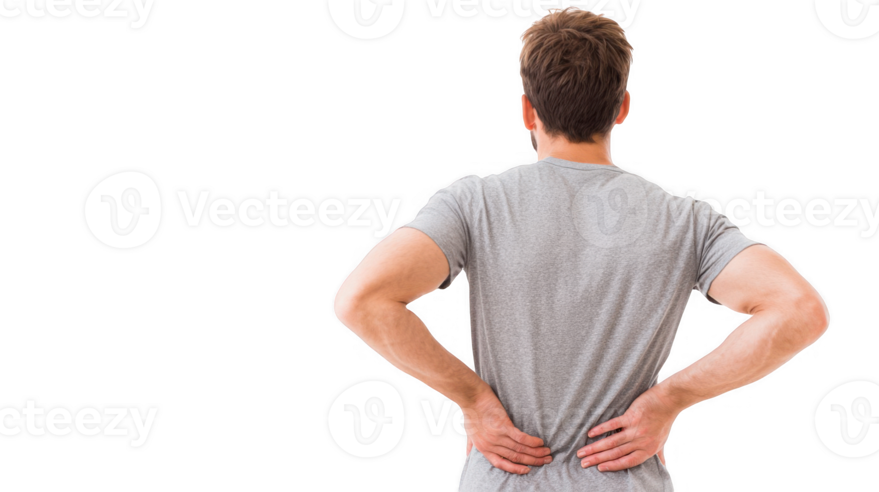 Man arching back with back pain on transparent background png