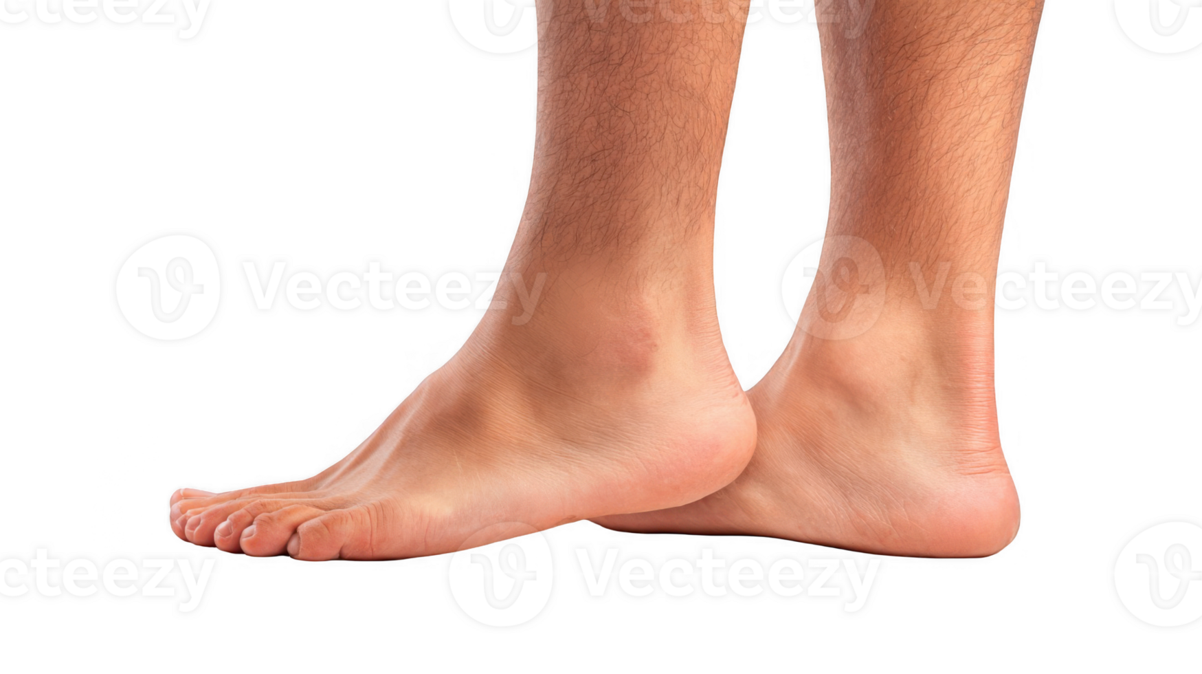 Man showing swelling in one foot on transparent background png