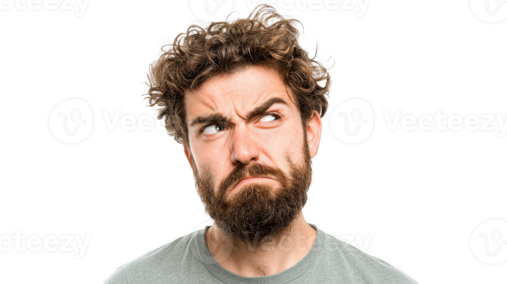 Young man making a puzzled and confused face on transparent background png