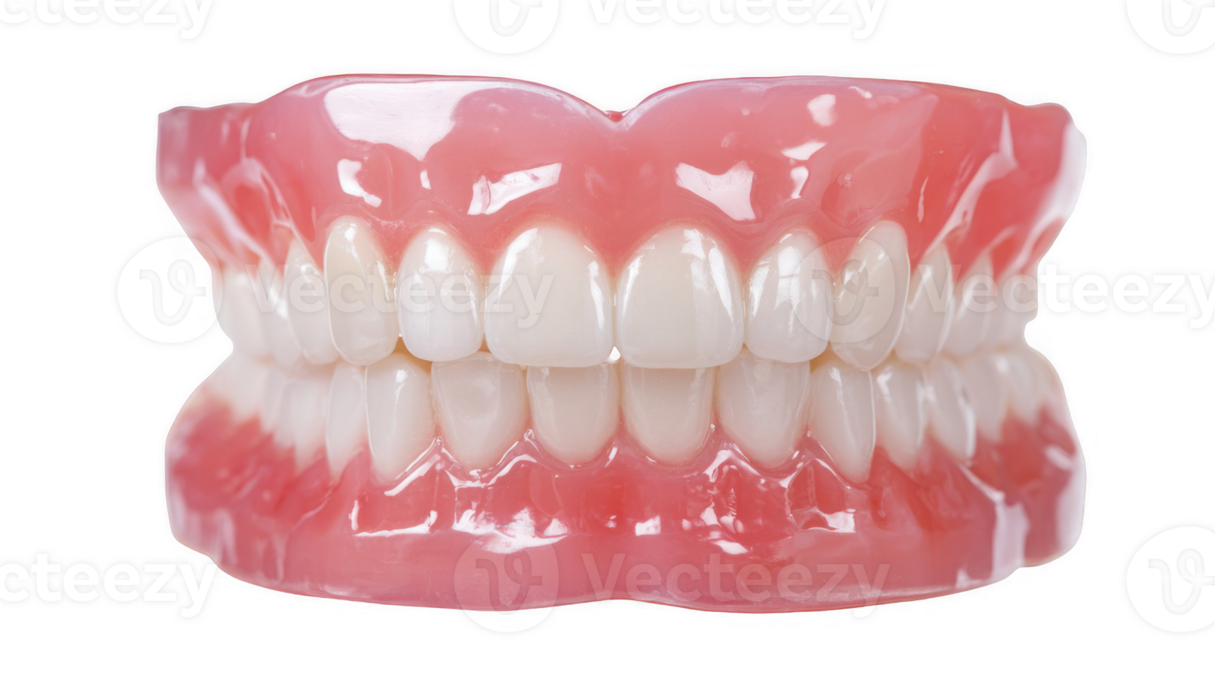 Dentures showing overbite on transparent background png