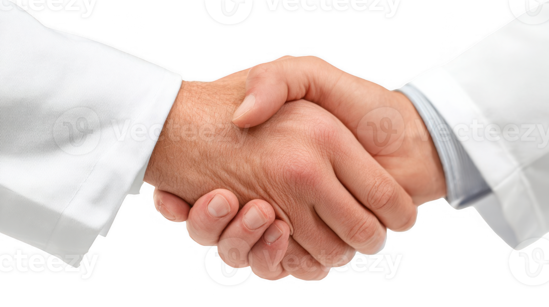 Two doctors shaking hands on transparent background png