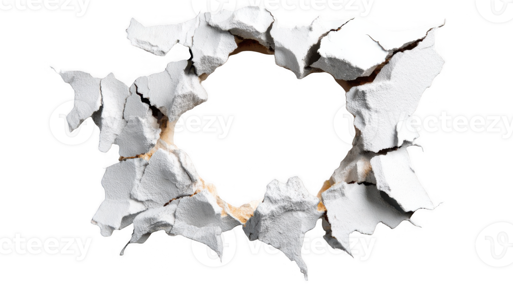 Broken wall creating a transparent circular hole png
