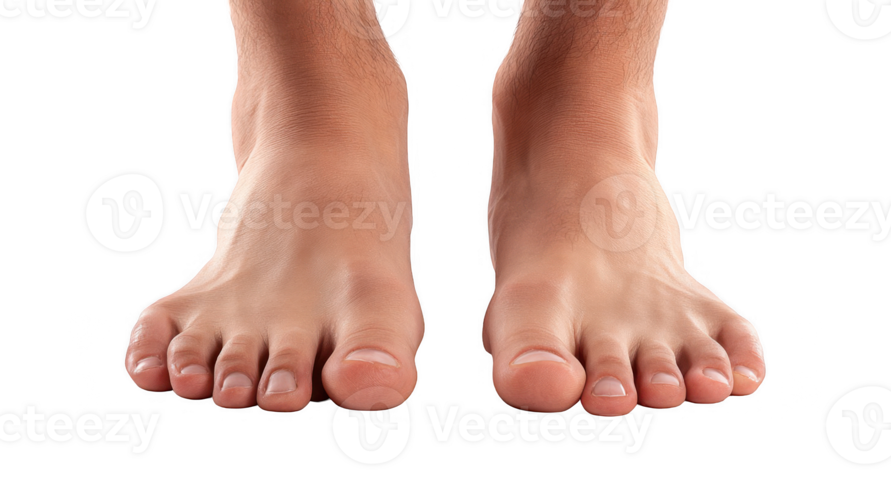 Healthy male feet showing toenails and skin on transparent background png
