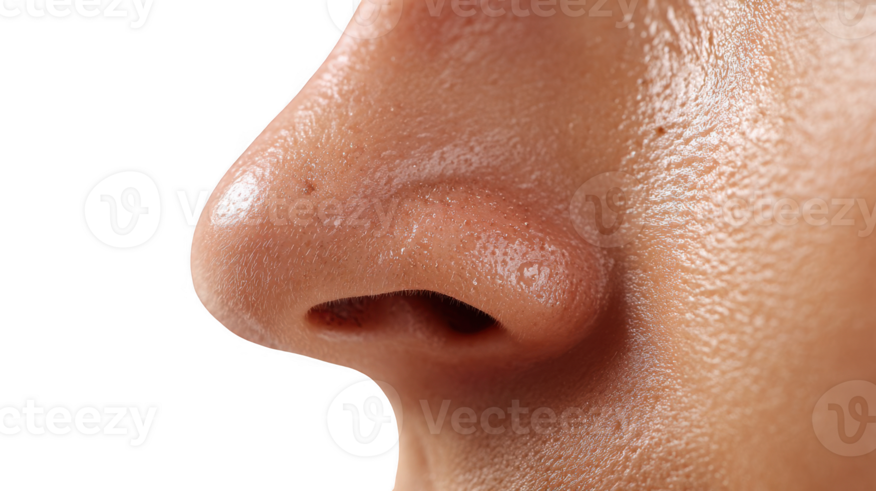 Runny nose closeup showing symptoms of rhinitis and flu png