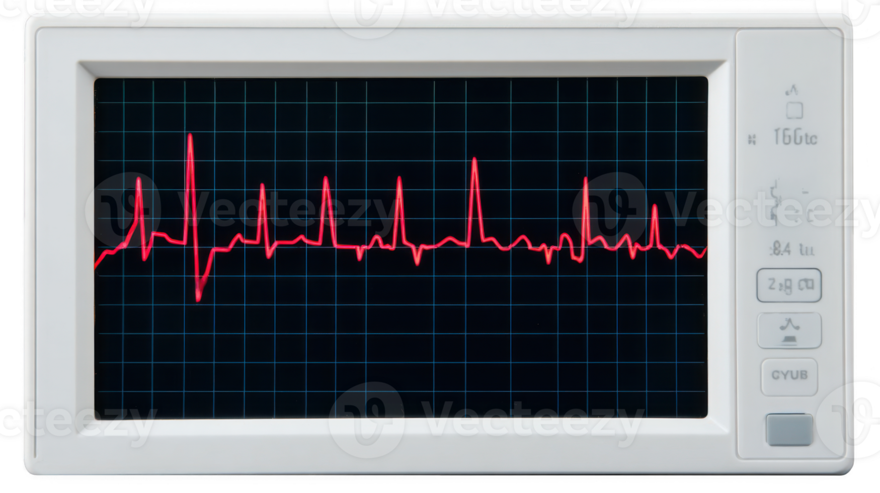 Electrocardiogram monitor displaying heartbeat on transparent background png