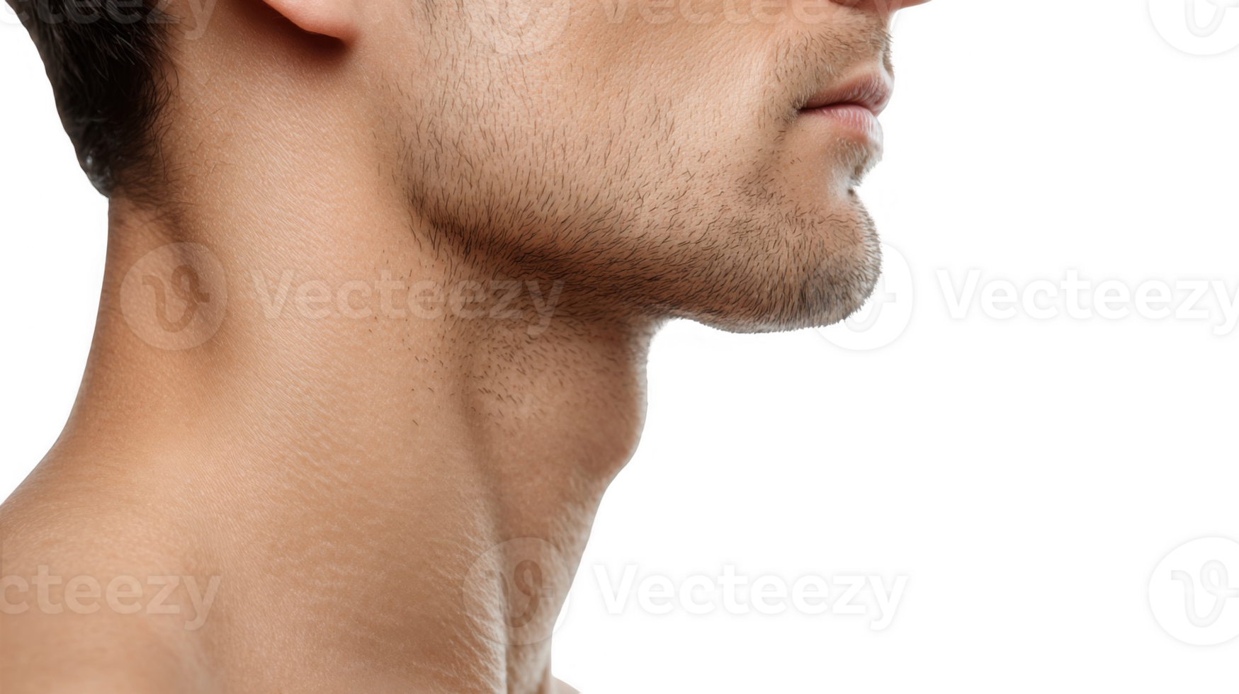 Man showing neck and jawline on transparent background png