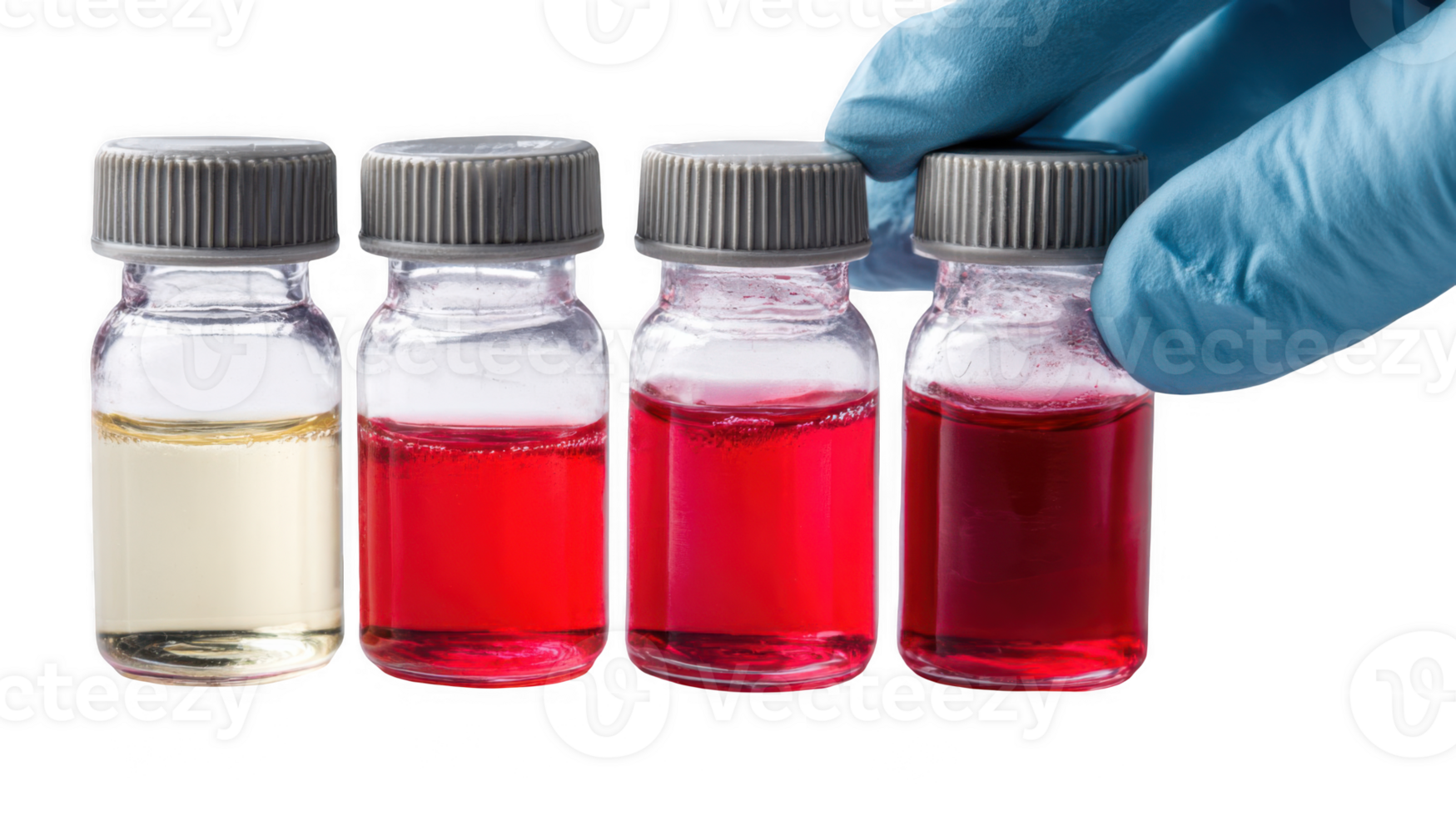 Scientist picking up vial filled with red liquid on transparent background png