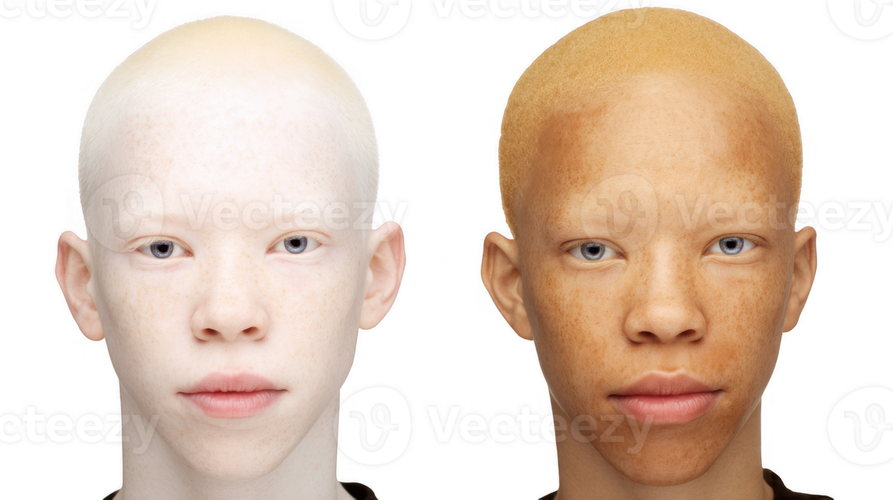 Albinism and melanin showing different skin colors on transparent background png