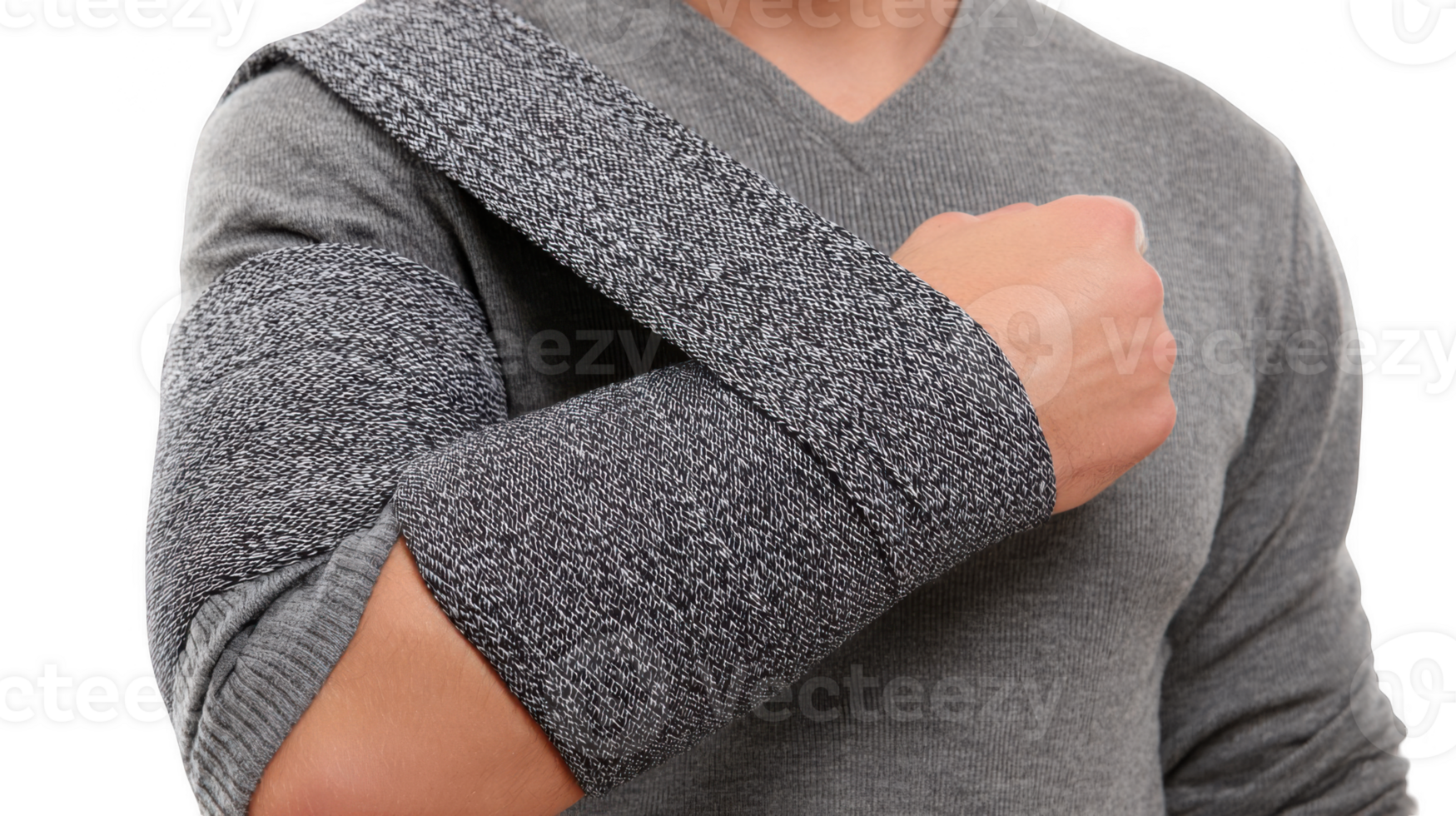 Man wearing arm sling on transparent background, healthcare and recovery concept png
