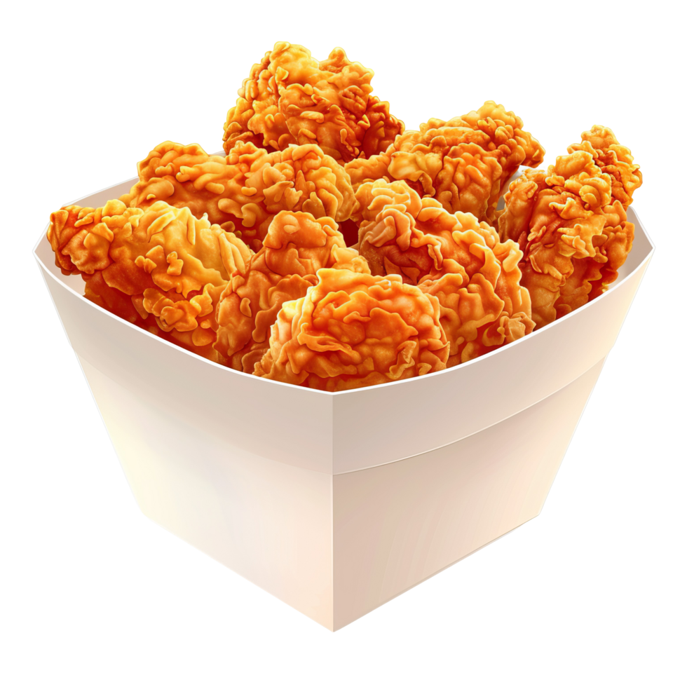 Crispy Fried Chicken In A Bucket. Fast Food Concept. Isolated Against Black Background. png